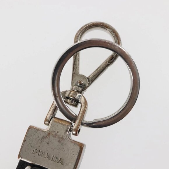 PRADA Charm Metal Leather 2 Set Black Silver Auth - Picture 8 of 16